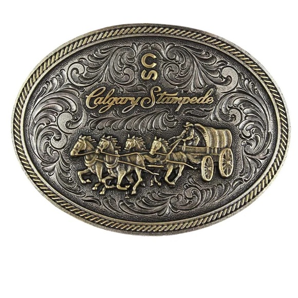 Montana Silversmiths Other - Montana Silversmiths Gold and Silver Belt Buckle Calgary Stampede Chuckwagon New